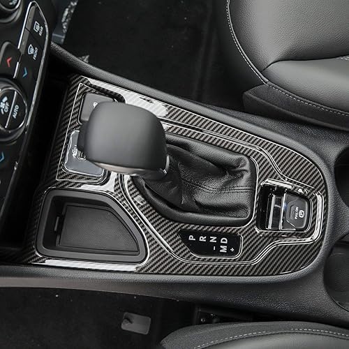 Miniatura 6 de JeCar Cubierta de panel de cambio de marchas de fibra de carbono, accesorios interiores compatibles con Jeep Cherokee 2019 2020 2021 2022