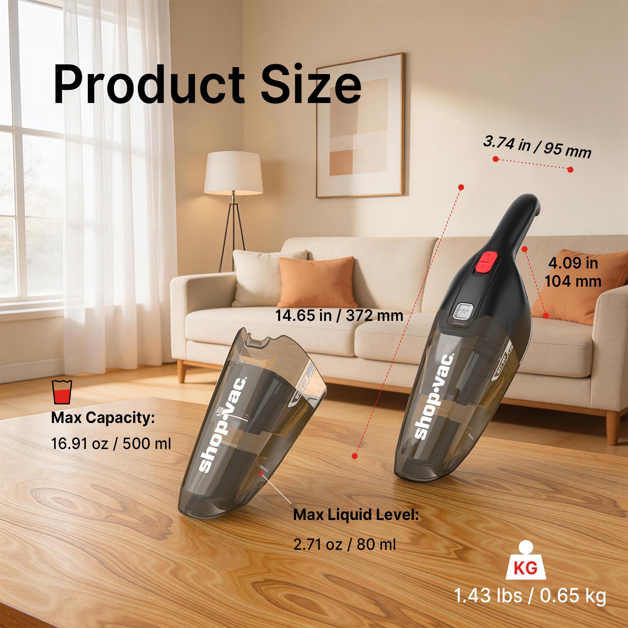 Shop Vac - Aspirador de Mano para Uso en seco y húmedo, 5500 kPa, inalámbrico, Recargable, Montaje en Pared, Herramienta de Grietas, portátil para el hogar