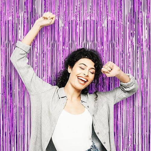 Miniatura 119 de Cortinas de fondo de flecos de papel de aluminio para fiestas, 3 piezas, 39.6 x 98.4 pulgadas, azul retro 48 Retro Azul,03 Rosa,04 Rosa