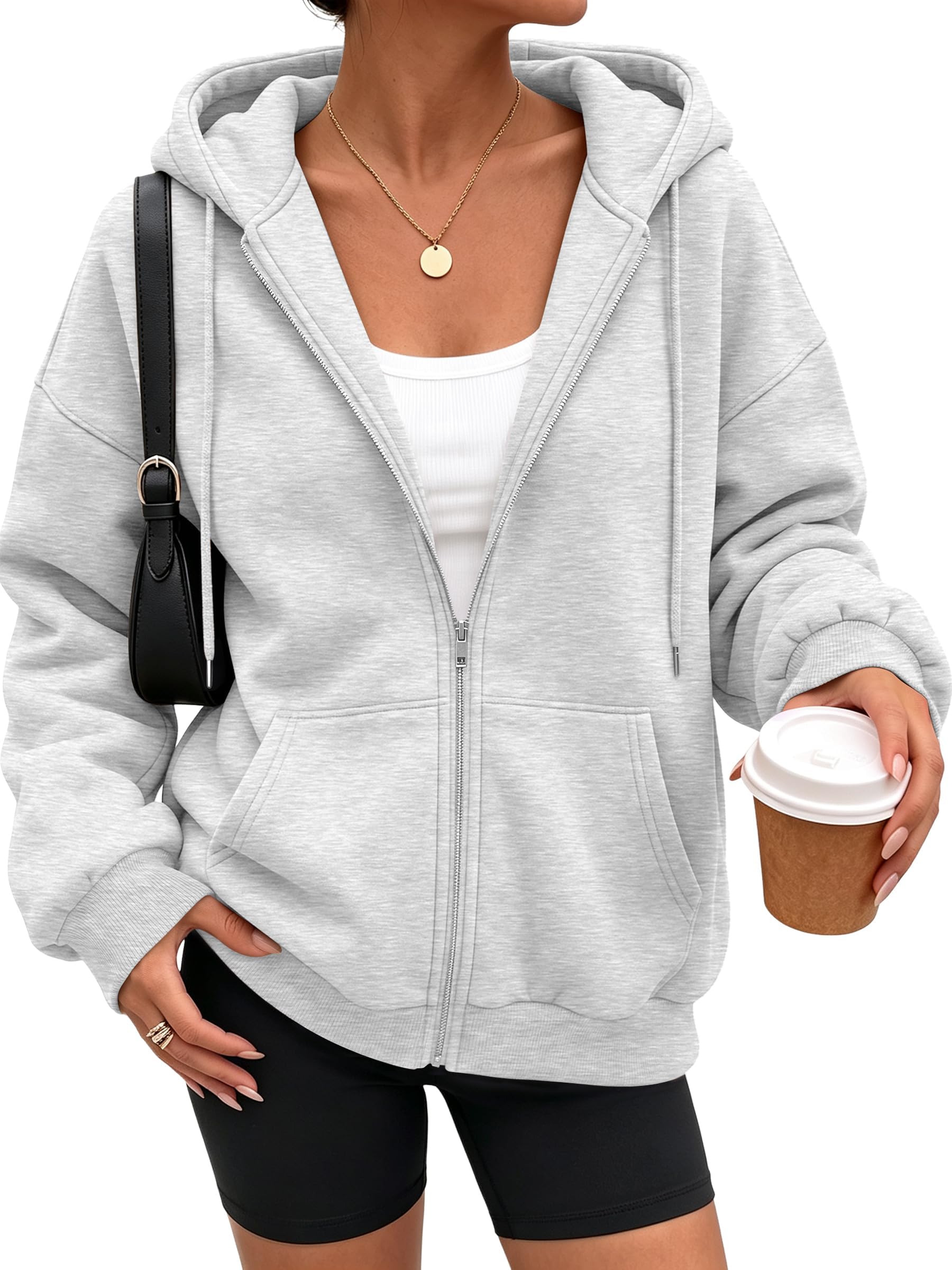 Womens Oversized Zip Up Hoodies Y2K Fall Sweatshirts 2026
