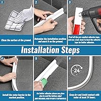 Vista 6 de Presa de agua de umbral de ducha de 3 pulgadas de alto, 67 pulgadas de largo, plegable, protector contra salpicaduras de agua, barrera de ducha