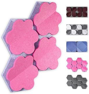 DOLLAR BOSS Felt Cork Board 8 Pcs 12" X 12" Wall Art Acoustic Panels Soundproof Panels for Wall 3D Double-Layer Decorative Sound Absorbing for Recording Studio Office Home, Flower, Pink