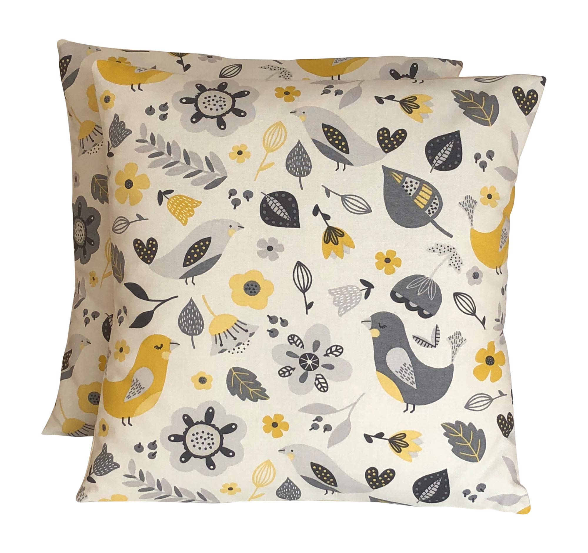 Cushions2u Yellow Ochre 2 X 16" (40Cm X 40Cm) Fryetts Dalarna Ochre Yellow Grey Cotton Cushion Covers