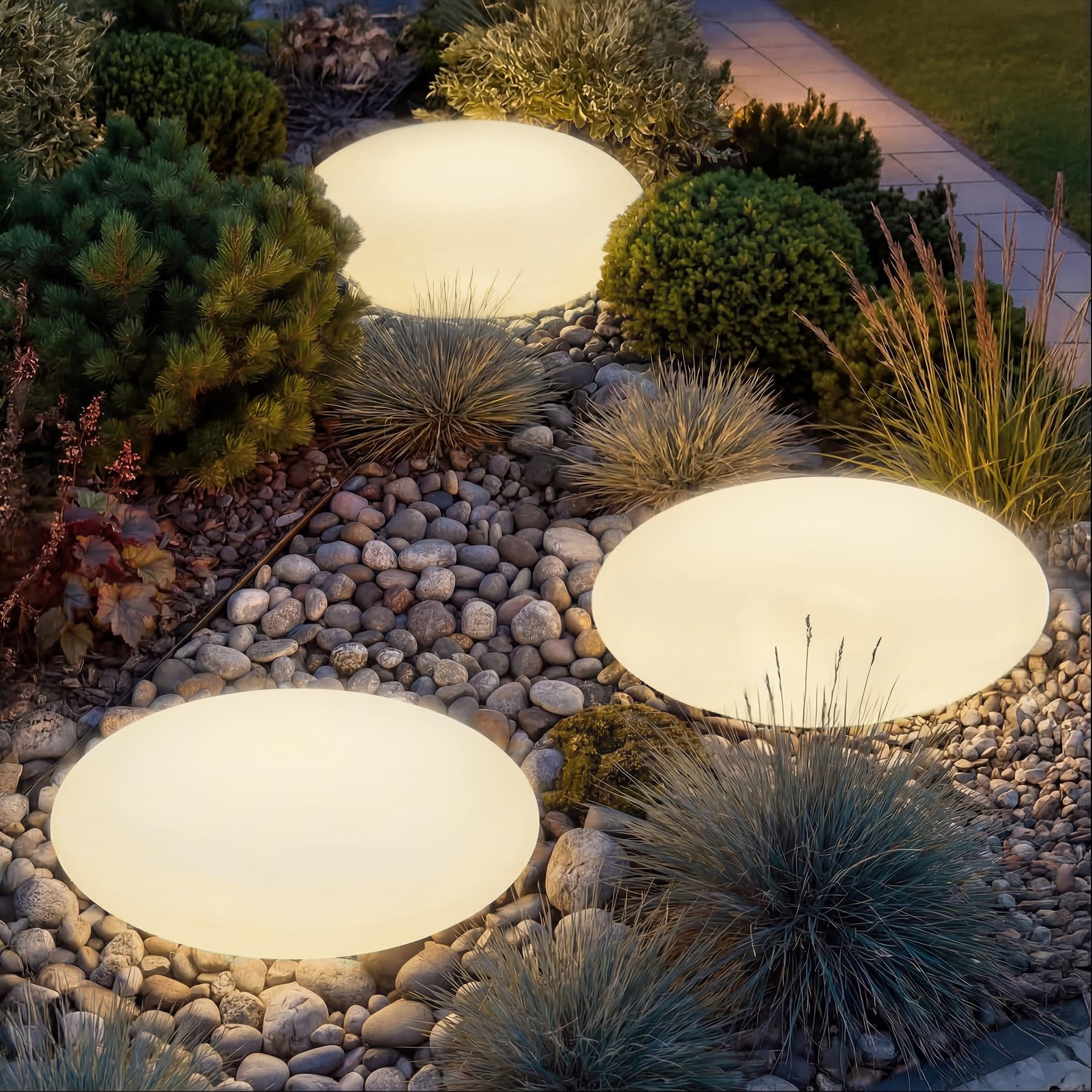 tectake® LED Kugelleuchte, Ø 35 x 21,5 cm, outdoor Lampe, Deko Garten, Beleuchtung Garten oder Nachttischlampe, LED Tischlampe, Deko Wohnzimmer, Balkon Deko, Wegeleuchten außen, Außenleuchte- Size M