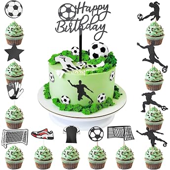 ENLACE Football Cake Decoration Birthday Football Decoration Pack of 17 Football Cake Decoration Birthday Boy Football Cake Decoration Childrens Birthday Cake Topper for Party Decoration