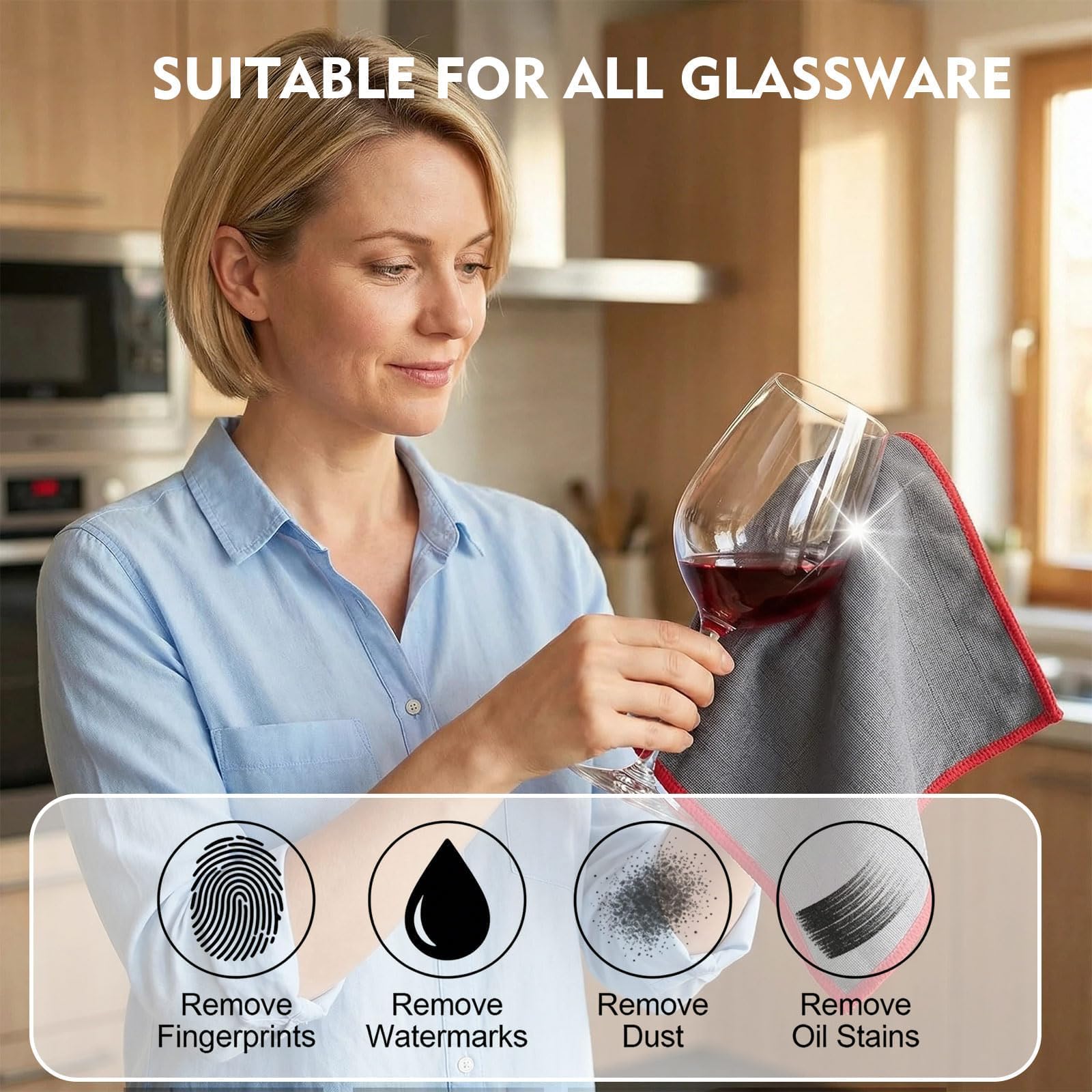 VoxelTek 4 Paños de Limpieza Microfibra Mágica 30x30cm– Bayetas Sin Rayas Ni Pelusa para Ventanas Vidrios Espejos Baño Cocina Coche, Limpieza Profunda y Brillo Duradero - 5