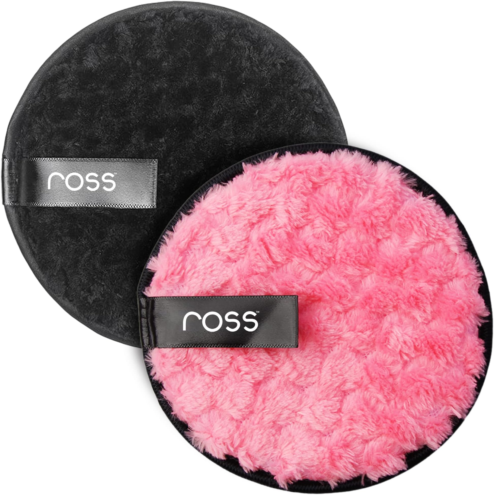 Ross Reusable Makeup Remover Pads (Pack of 2) | Ultra-Soft Facial Cleansing Pads for Face, Eye & Foundation | Reusable, Washable & Eco-Friendly Makeup Wipes | Safe for Dry, Oily & Sensitive Skin – Pink & Black