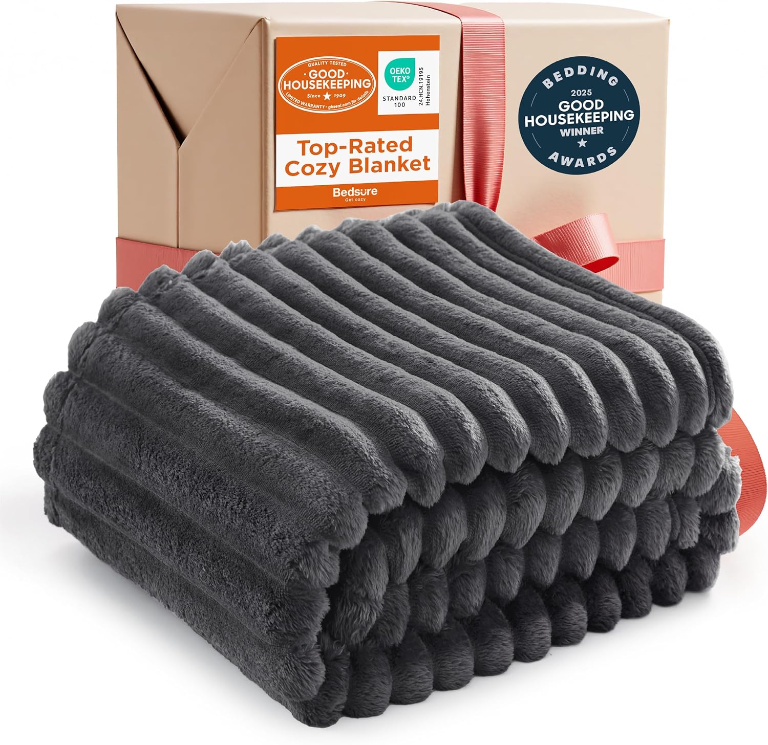 Bedsure Grey Fleece Throw Blanket for Couch - Super Soft Cozy Blankets for Women, Cute Small Throws for Girls, 50x60 Inches Grey Throw (50" x 60")