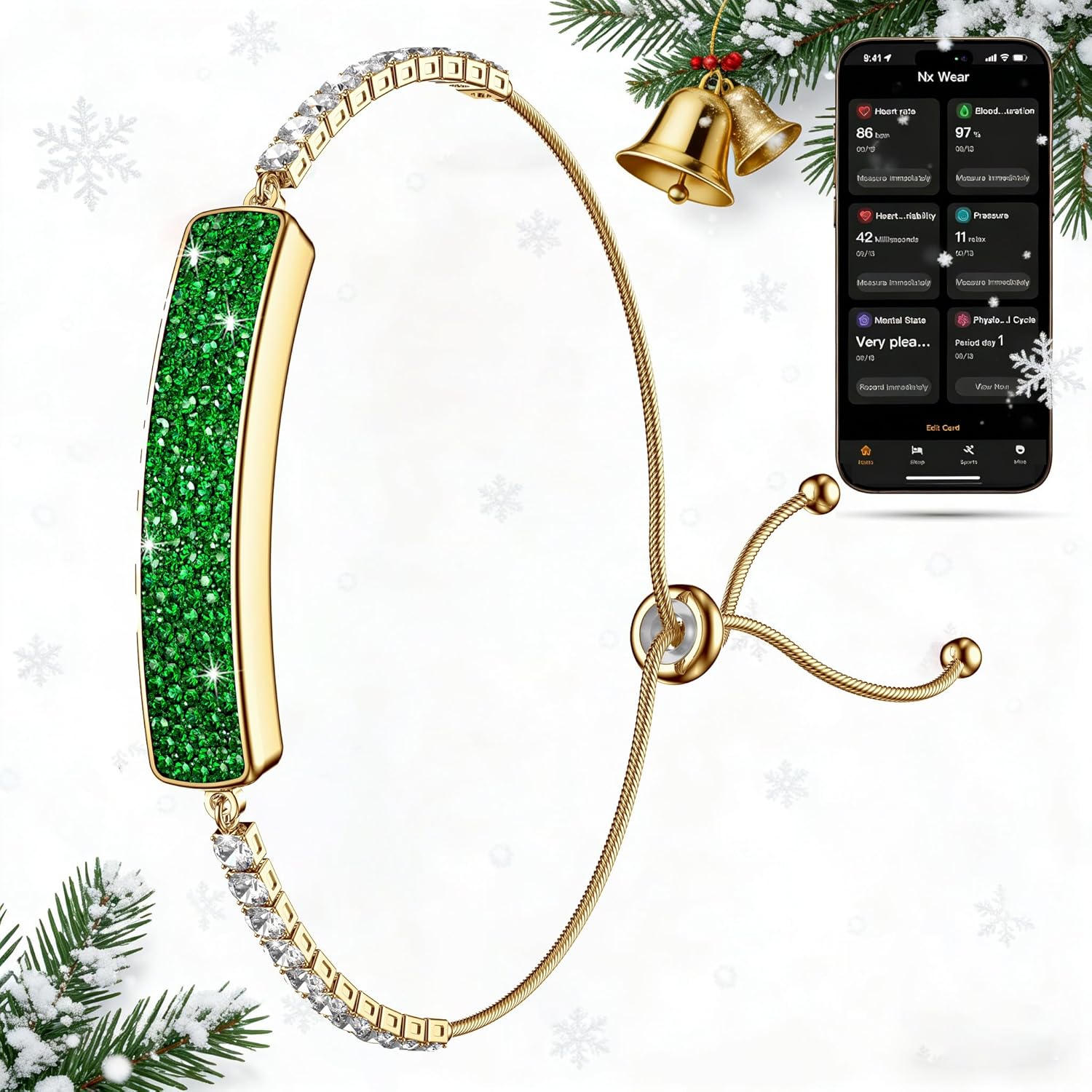 Smart Bracelet for Women/Girl, Luxury Design with Colored Diamonds Bracelet, Health Fitness Tracker 24/7 Heart Rate/SpO2/HRV/Sleep Monitor, Activity Sports Modes for iOS Android