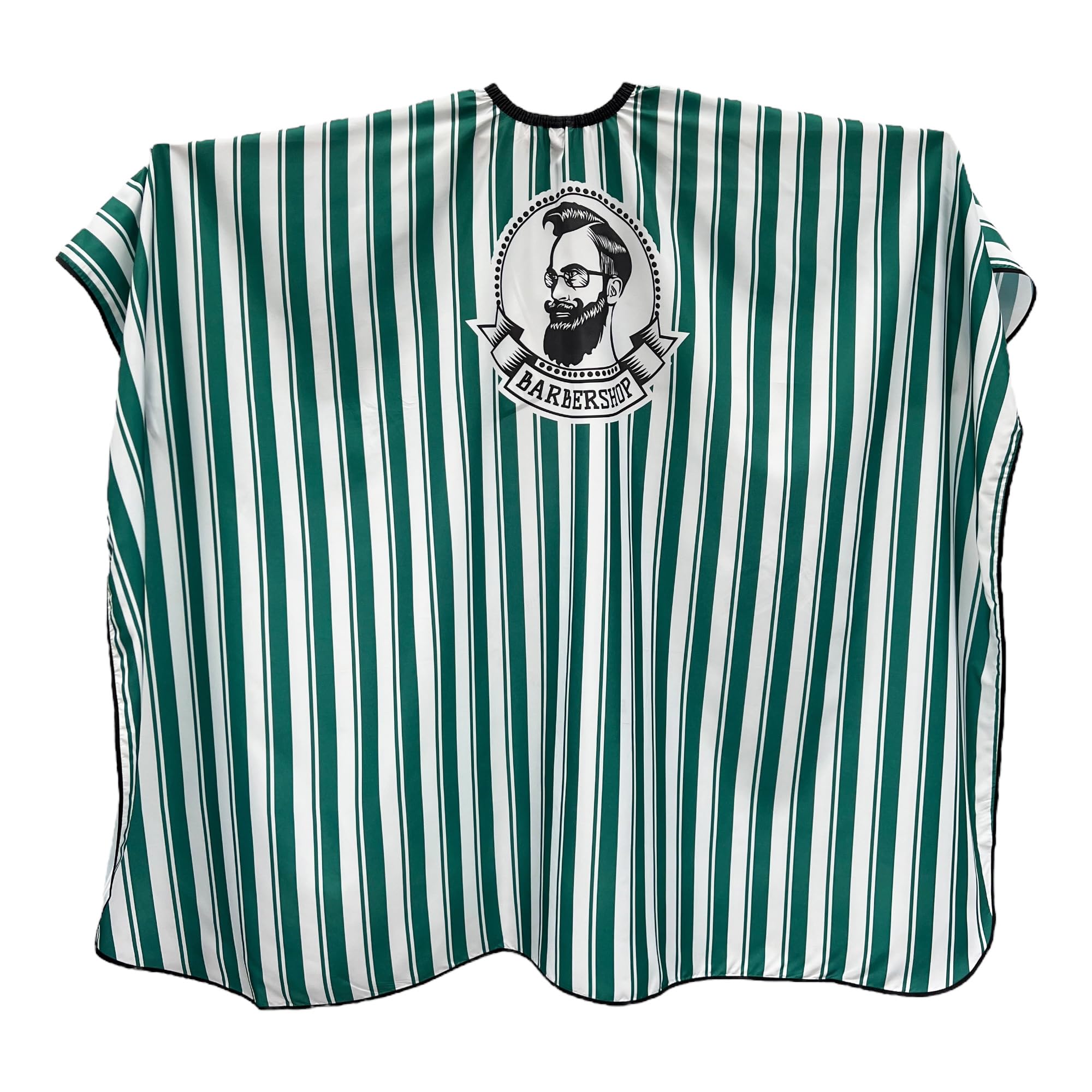 Gabri Professional Barber Cape Gown - Premium Hairdressing Cape for Hair Salon - Waterproof Hair Cutting Capes and Gowns for Barber Shops 160cm (L) x 140cm (W)) (Green & White Stripe)