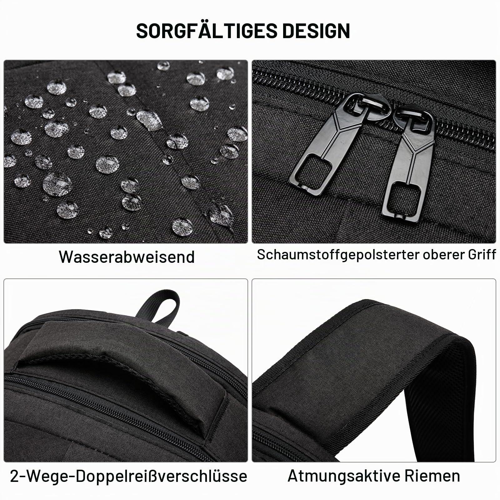 Rucksack Herren,Rucksackschule Laptop Rucksack Schulrucksack Jungen Teenager mit 17.3 Zoll Laptopfach,Wasserdicht Rucksack Arbeit Schultasche für Schule, Wandern Reisen, Business, Schwarz