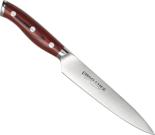 Ergo Chef Crimson Series - Cuchillo para deshuesar de 6 pulgadas, acero alemán forjado X50CrMoV15, mango ergonómico G10, deshuesado de carne de
