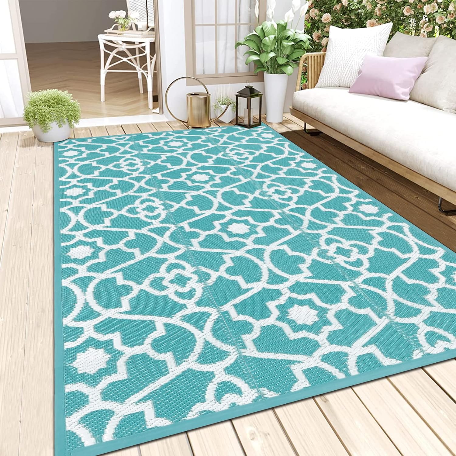 HEBE Outdoor Rug for Patios Clearance 4'x6' Waterproof