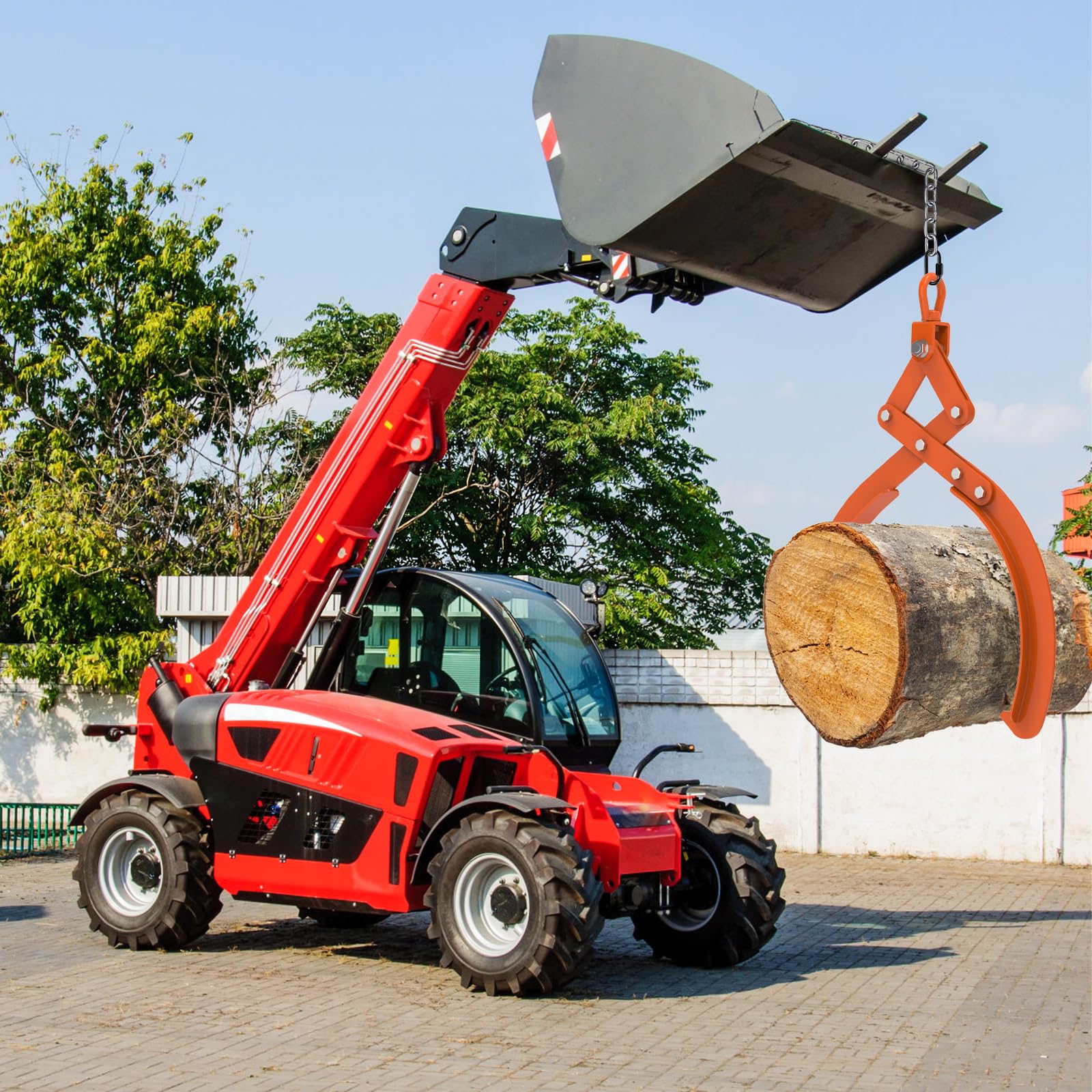 Insaga Pinzas para troncos de 32 pulgadas, pinza de troncos de 2 garras, gancho de madera mejorado, pinzas de troncos resistentes para tractor, elevación de troncos para un manejo seguro y fácil de