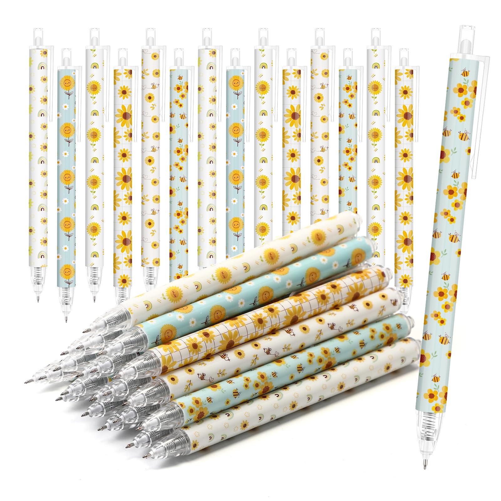 Jetec 60 Pcs Sunflower Office Supplies Ballpoint Pens for Student Teacher