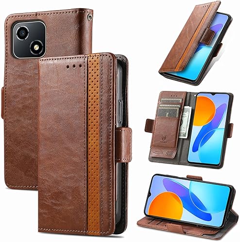 Miniatura 178 de Funda para Honor X7, Funda para Honor Play 30+ Plus Funda de piel sintética con ranuras para tarjetas Funda con soporte abatible Rojo