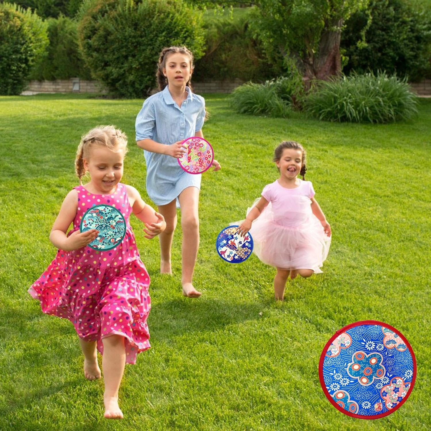 Frisbee Giapponese Da 4 Pezzi, Moschettone Da 4 Pezzi, Ventaglio Pieghevole, Ventaglio Pieghevole A Mano, Ventaglio Pop-Up, Ventaglio Pieghevole Rotondo, Ventaglio Pieghevole A Mano