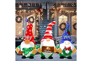 Adorable 7 ft Long Merry Christmas Gnome Inflatables for Decorations