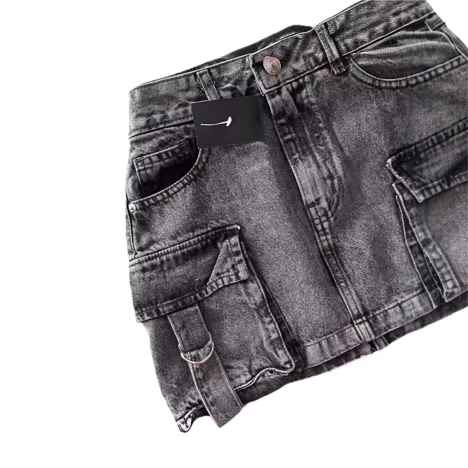 Minifalda Vaquera Faldas Mujer Falda Corta Casual Denim Cintura Alta Cadera Envoltura Una Línea Bolsillos Verano para el día a día