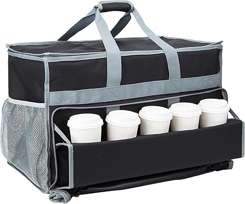 PACMAXI Bolsa de entrega de alimentos aislada XXL, bolsa de entrega de 23 x 14 x 14 pulgadas con soporte para tazas, bolsa de entrega de alimentos