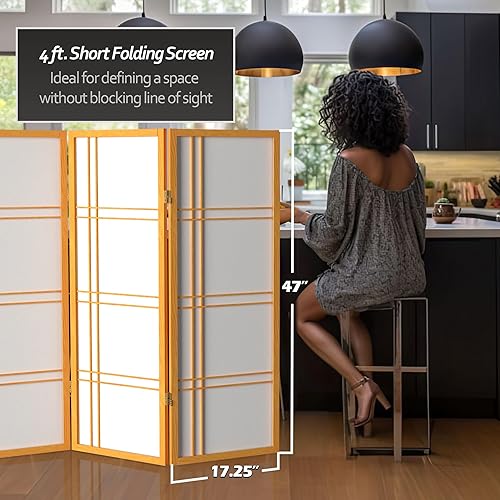 Miniatura 5 de Pantalla Shoji corta de doble cruz de 4 pies - Miel - 4 paneles