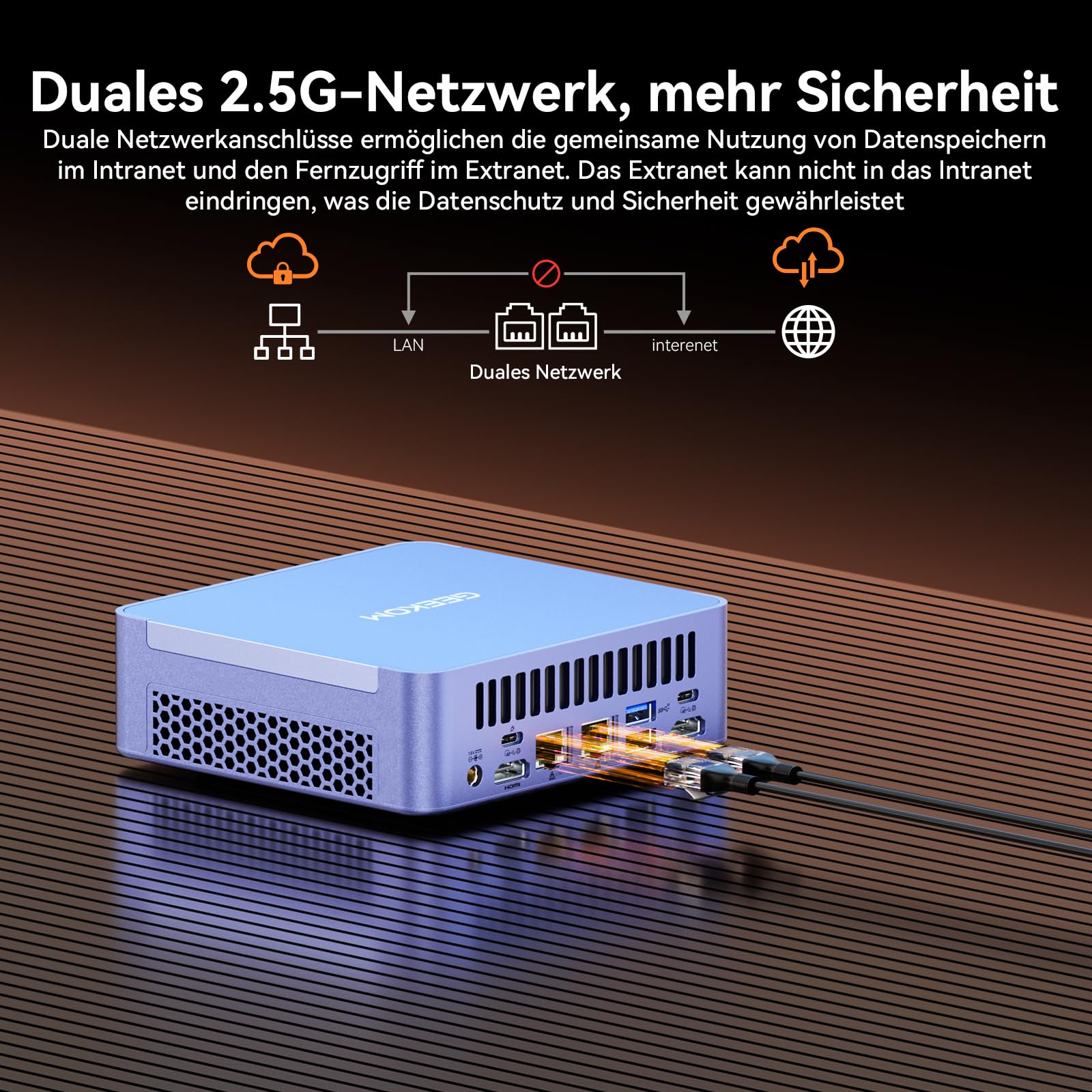 GEEKOM Mini PC AX8 Max Windows 11 Pro Vorinstalliert mit AMD Ryzen 7 8745HS,1TB SSD+16GB DDR5, AMD Radeon 780M | 2,5Gbps Dualer LAN Port | 8K Quad-Display | 2xUSB4 für Gaming/Kreativität/Office/Home