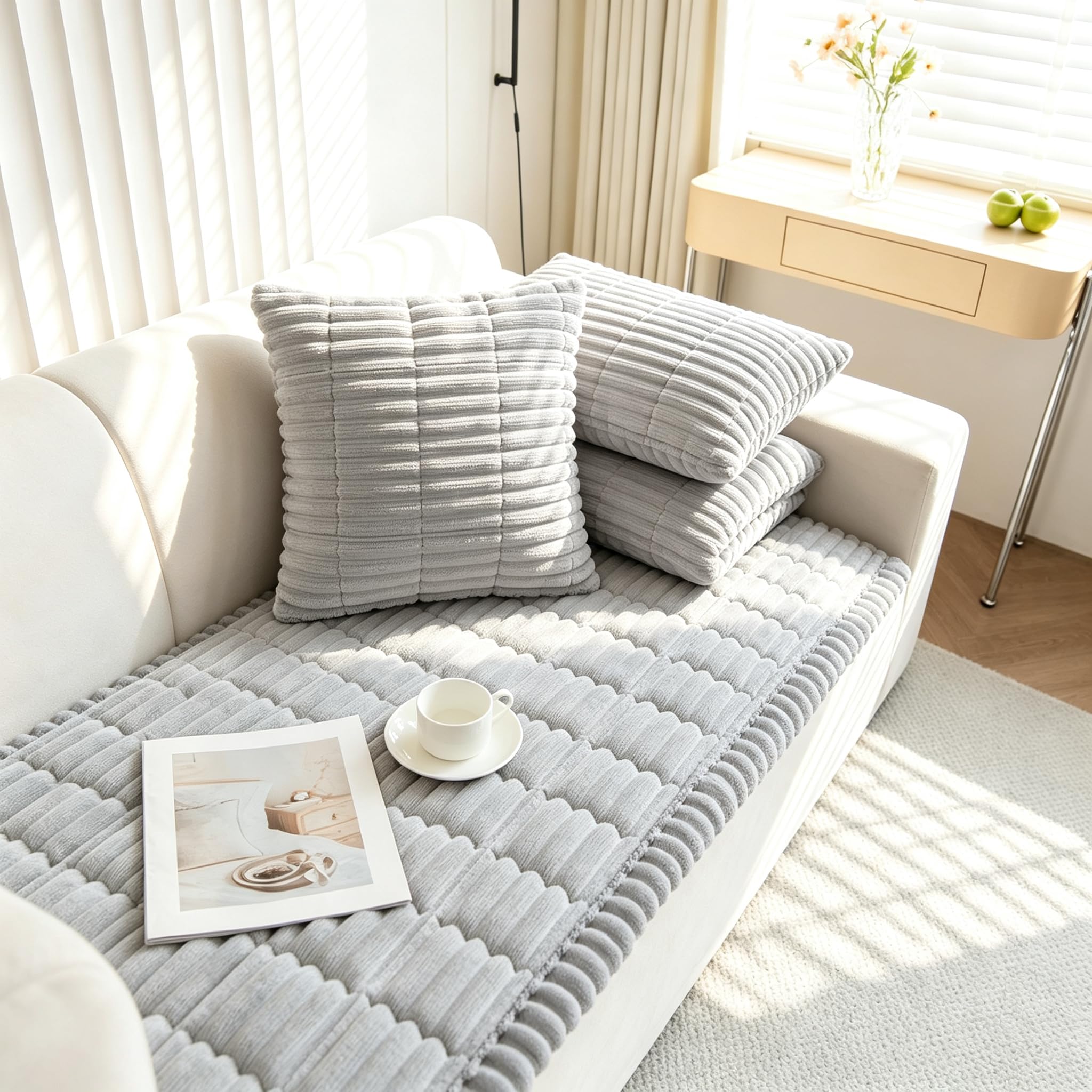 ShowyLive Sofa Cushion Cover, Soft Pillowcase Covers (Light Grey, 45x45cm) — image 1