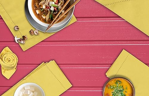 Miniatura 328 de Servilletas de lino y algodón de 18 x 18 pulgadas natural con vainica, servilletas de boda, servilletas de cóctel, servilletas de tela, servilletas