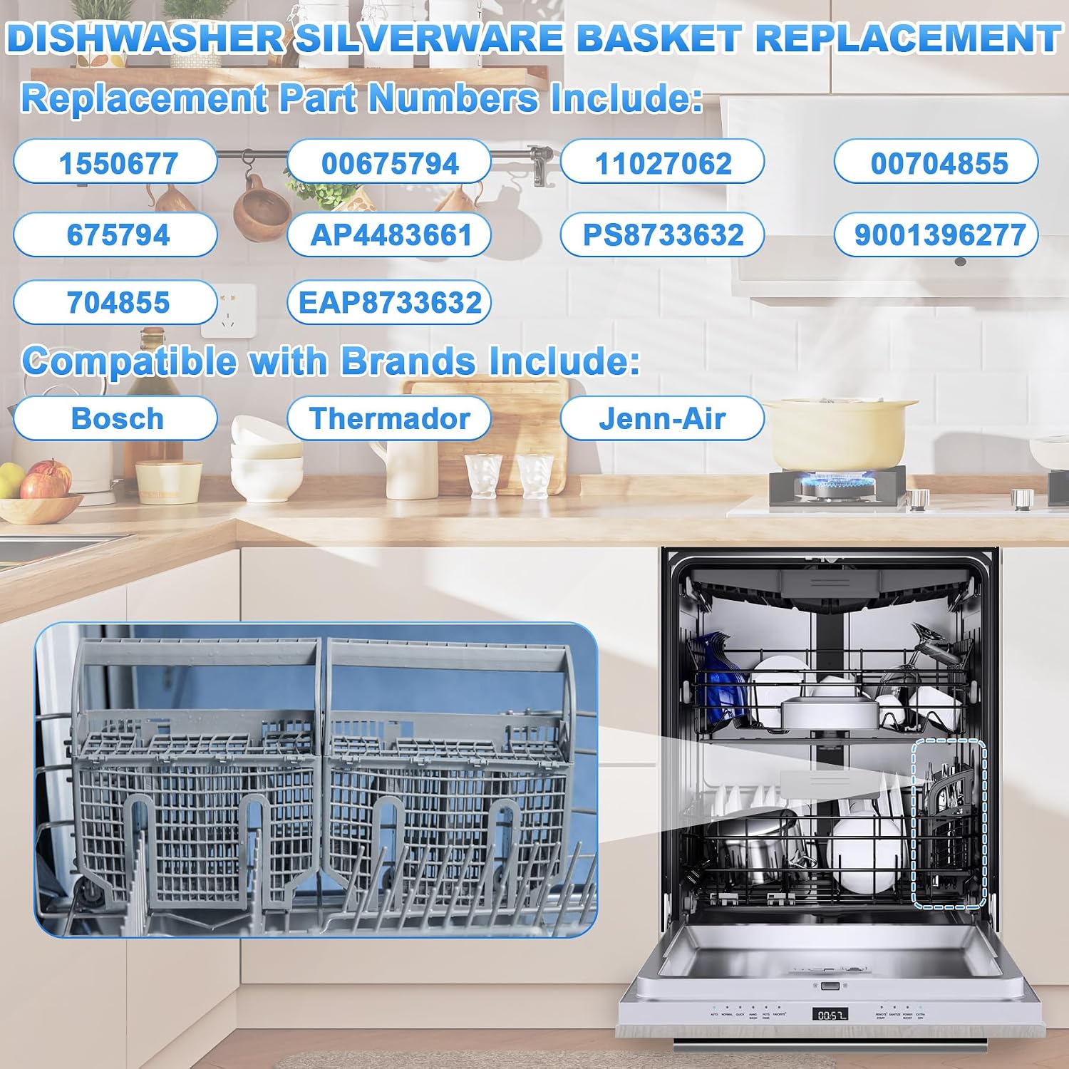 00675794 Fits Bosch Thermador Dishwasher Cutlery Basket 800/500/300 Series
