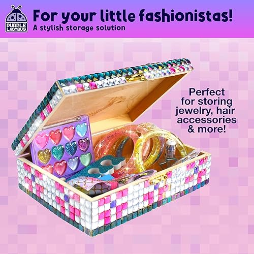 Miniatura 7 de PURPLE LADYBUG Joyero artesanal para niñas de 8-12, 6-8 años, regalos del día de San Valentín para niños y regalo de cumpleaños para niñas de 7, 8,