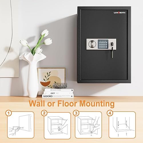 Miniatura 4 de Caja de seguridad segura para el hogar, 1.9 pies cúbicos para dinero, joyas, documentos y armas, caja fuerte de seguridad para oficina, hotel, 13.8