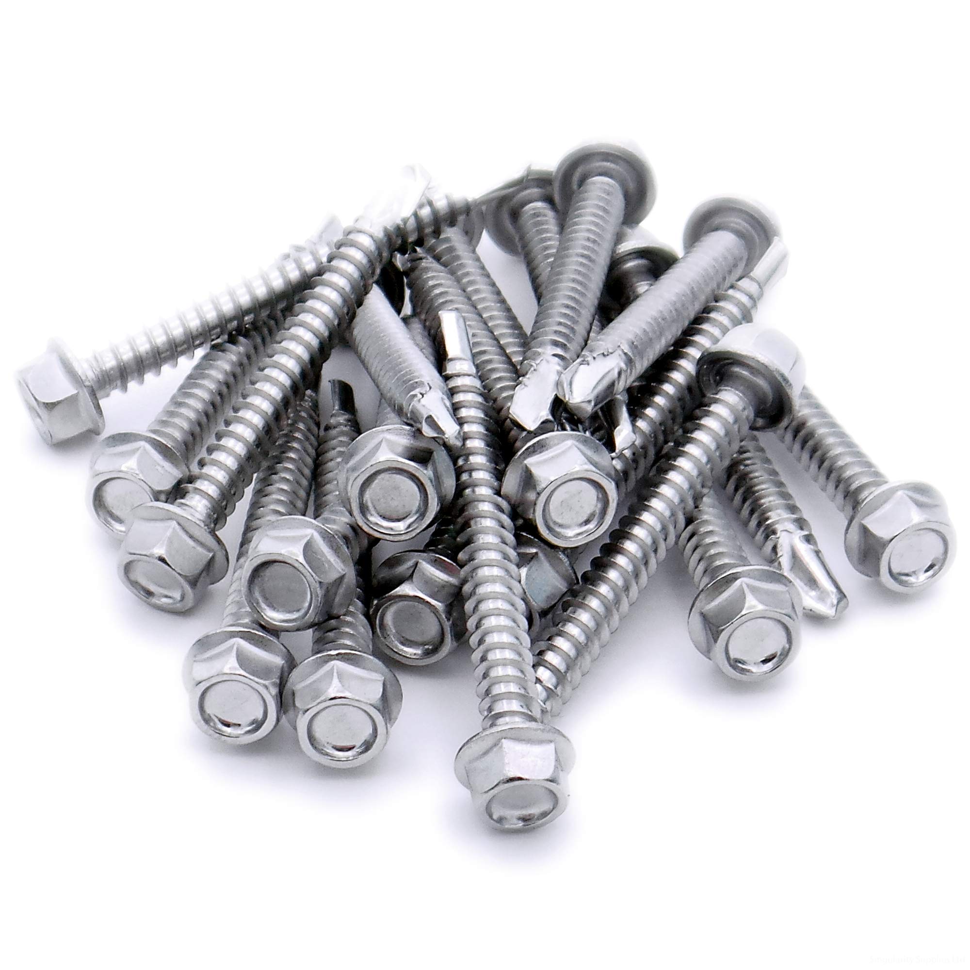 Singularity Supplies Silver No.14 X 1.3 (6.3Mm X 32Mm) Hex Self-Drilling Screw (Flanged) - Stainless Steel (A2) (Pack Of 10)