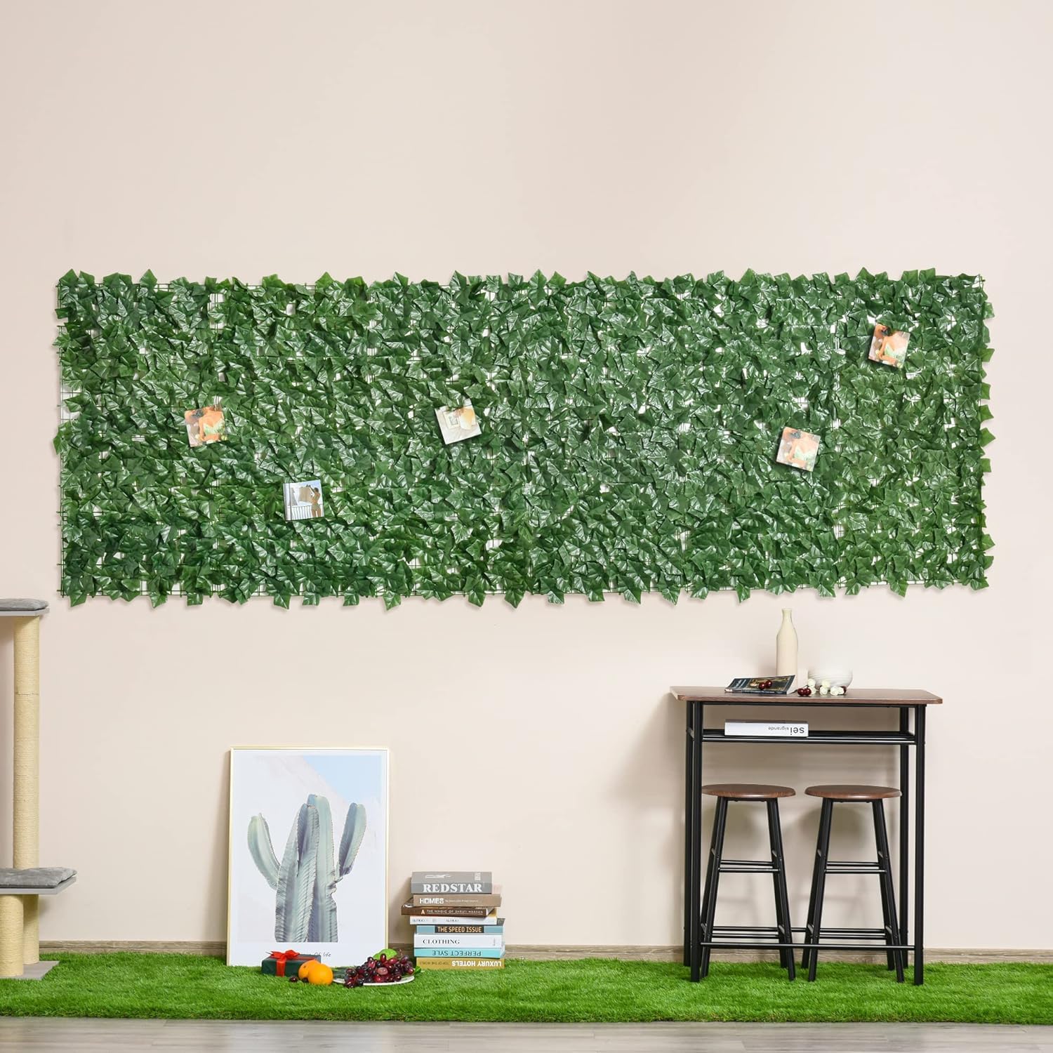 Seto Artificial Ocultación Jardín en Rollo 3x1 m Pantalla de Valla de Privacidad de Hiedra Artificial para Terraza Balcón Exterior Decoración de Hojas Verde (300x100 cm (C))
