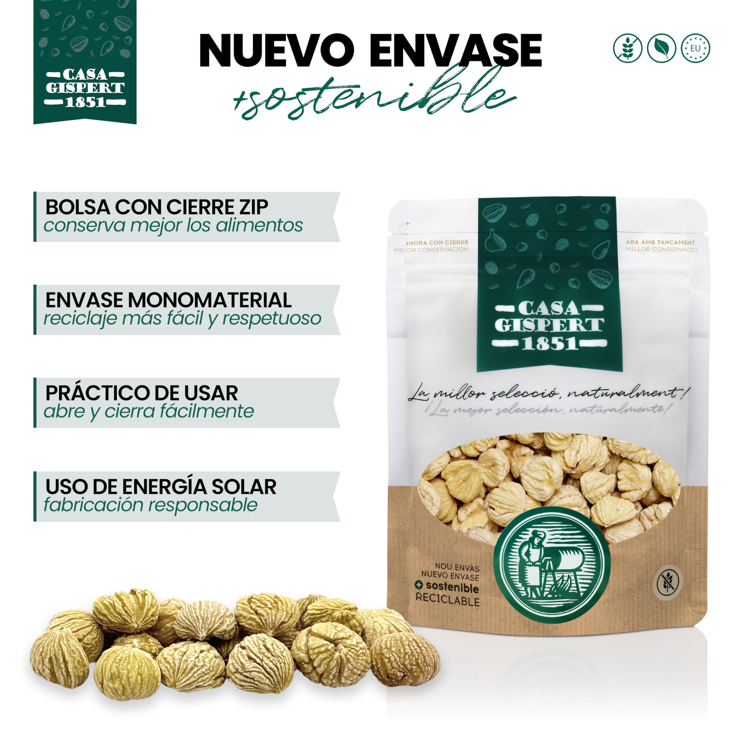 Casa Gispert - Castaña Pilonga Sin Piel - Sin Gluten, Vegano - 500 gr