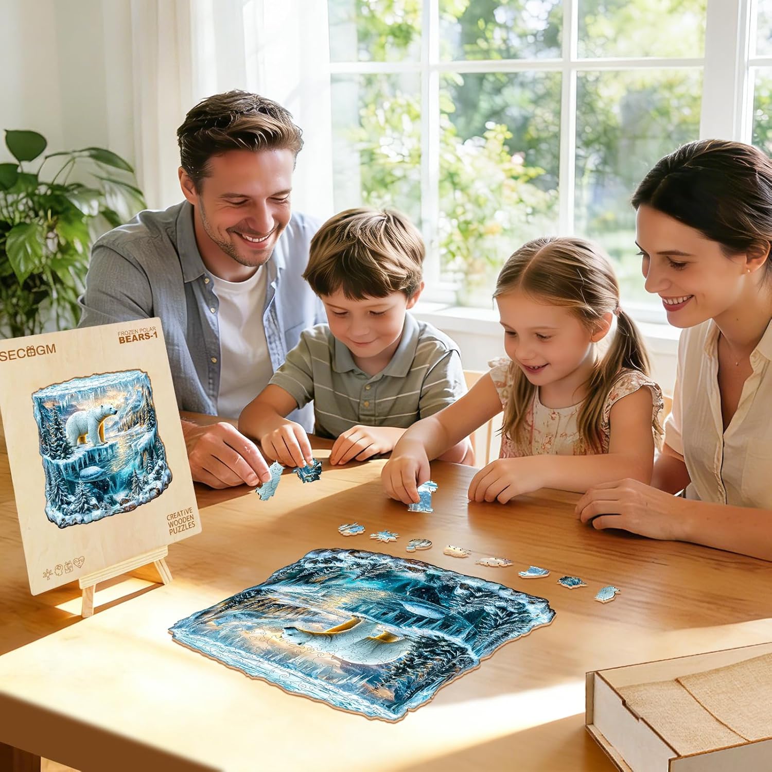 Wooden Puzzles for Adults - 500 Pieces Frozen Polar Bear Wood Puzzles Adult - Unique Animal Shape Wooden Jigsaw Puzzles for Adults - Birthday Gifts for Puzzle Lovers, Family (17.3 * 17.3in)