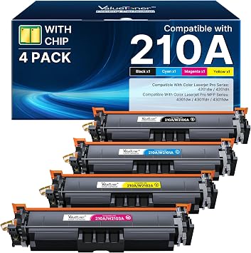 210A Toner Cartridges 4 Pack with Chip - Replacement for HP 210A 210X Toner Cartridges for HP Color LaserJet Pro MFP 4301fdw Toner, MFP Pro 4301fdn 4201dw 4201dn 4301 4201 Series Printer W2100A
