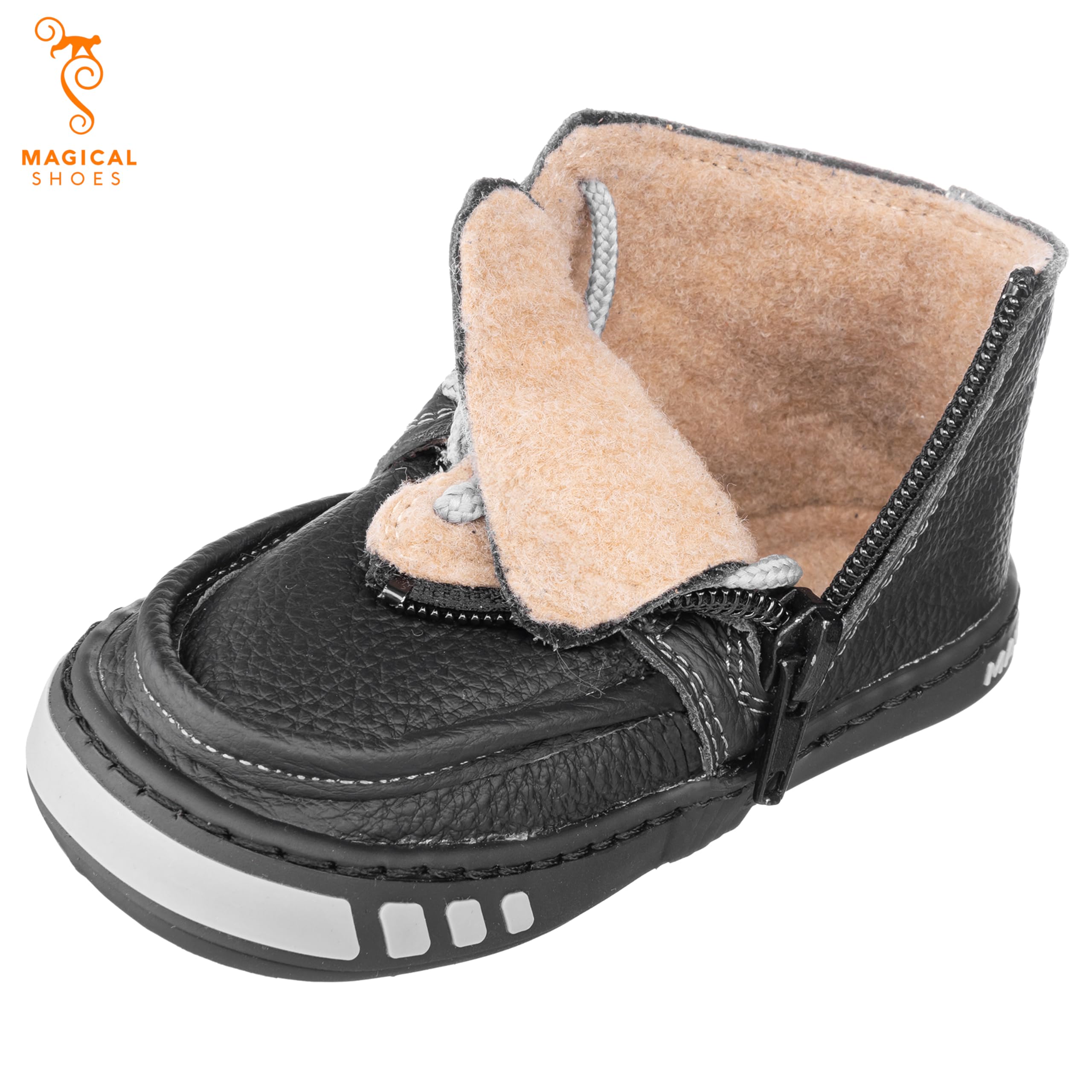 Magical Shoes Barfußschuhe für Mädchen & Jungen, Halbstiefel aus Leder, Lederstiefeletten, Kinderschuhe, Babyschuhe Frühling, Herbst, Frühwinter, Manul