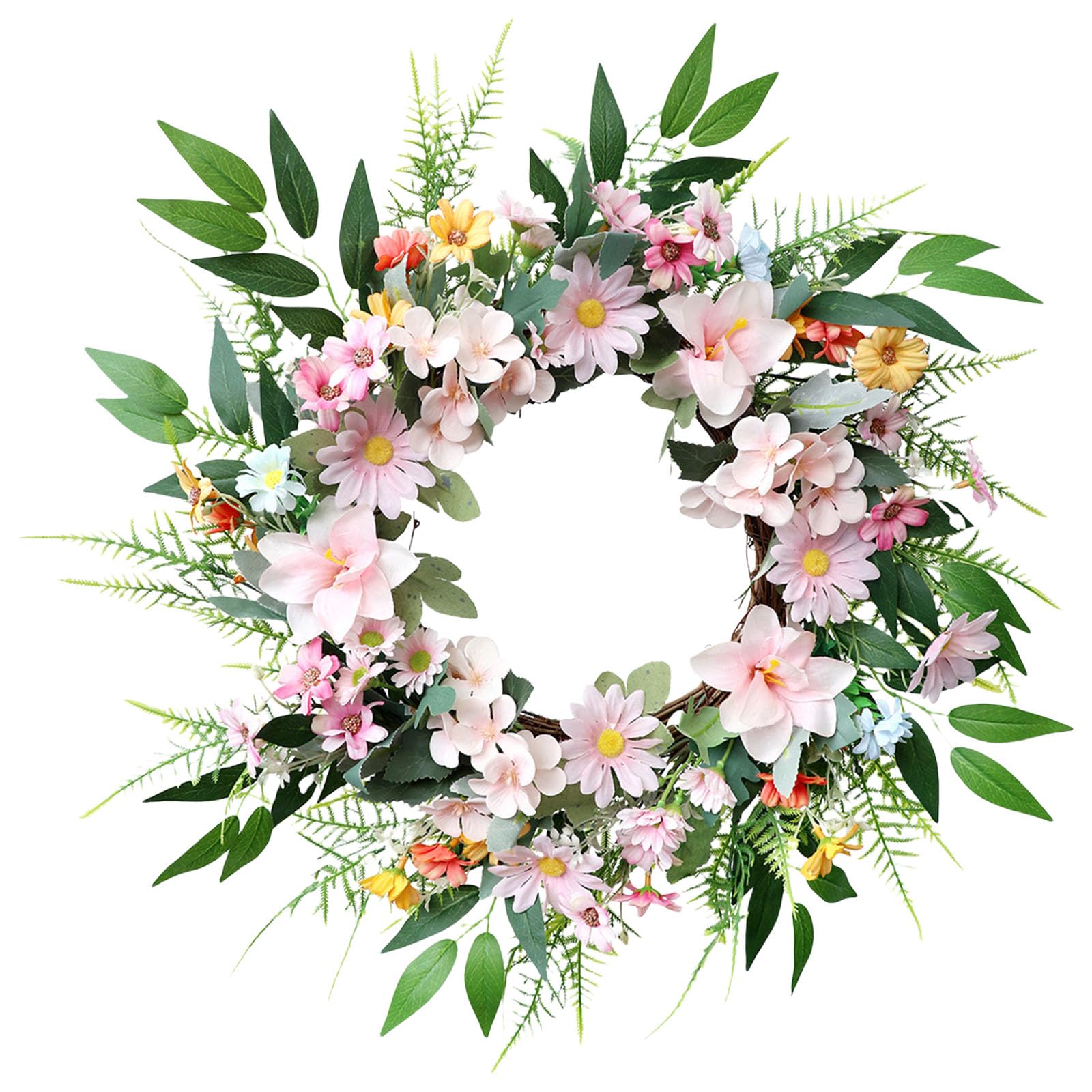 Artificial Flower Wreath 21.65Inch for Indoor and Outdoor Realistic Flower Wreath for Wedding Valentines Decoratio Welcome