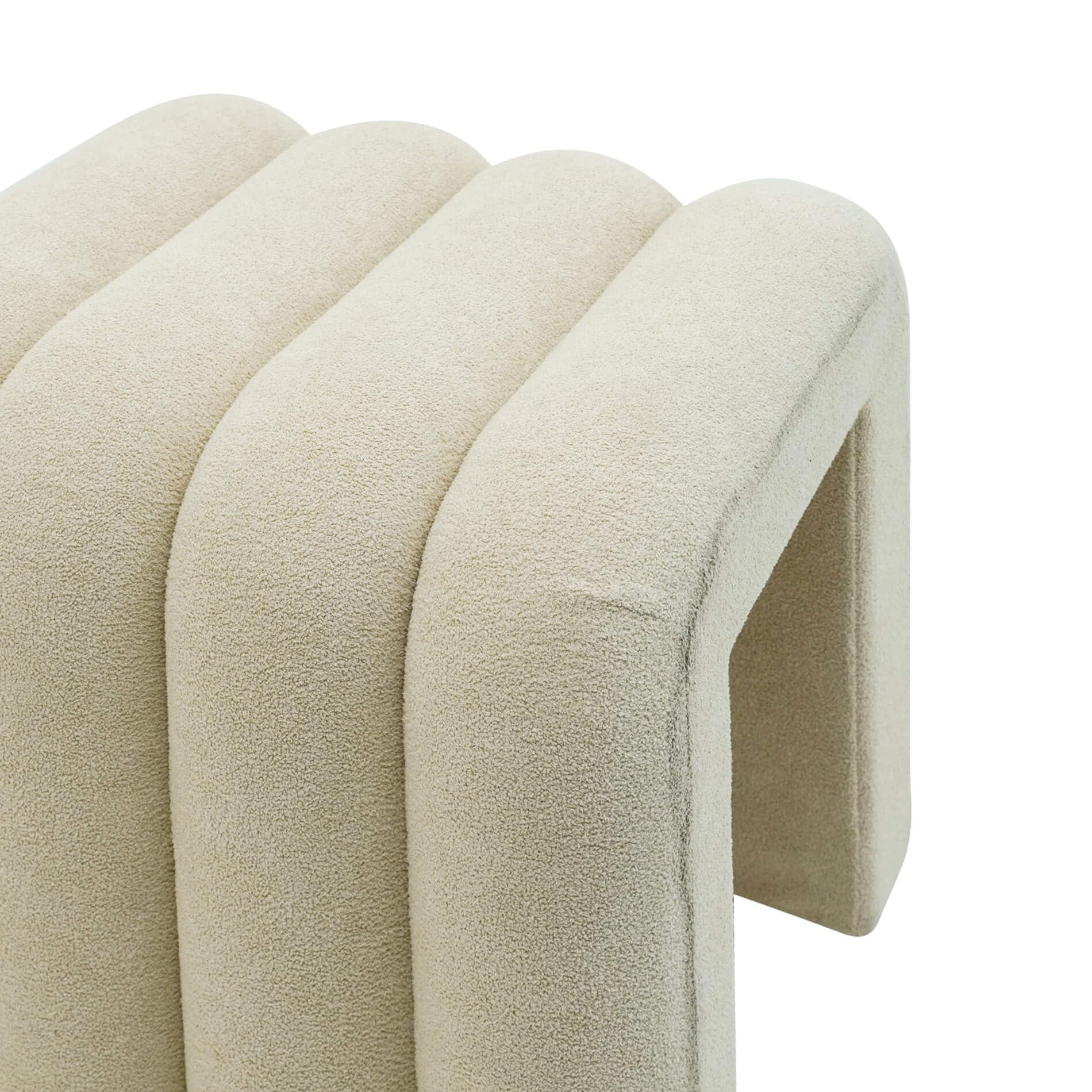 Rebecca Mobili Set 2 Pouf Moderni, Poggiapiedi Bassi, Beige, Tessuto Poliestere MDF, Imbottito, Design Originale, per Camera da Letto Salotto - Misure HxLxP: 40 x 38 x 40 cm - Art. RE7061