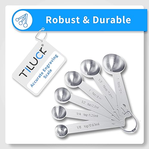Miniatura 3 de TILUCK Juego de tazas y cucharas medidoras de acero inoxidable, cuchara de café, utensilios de cocina para cocinar y hornear, juego de