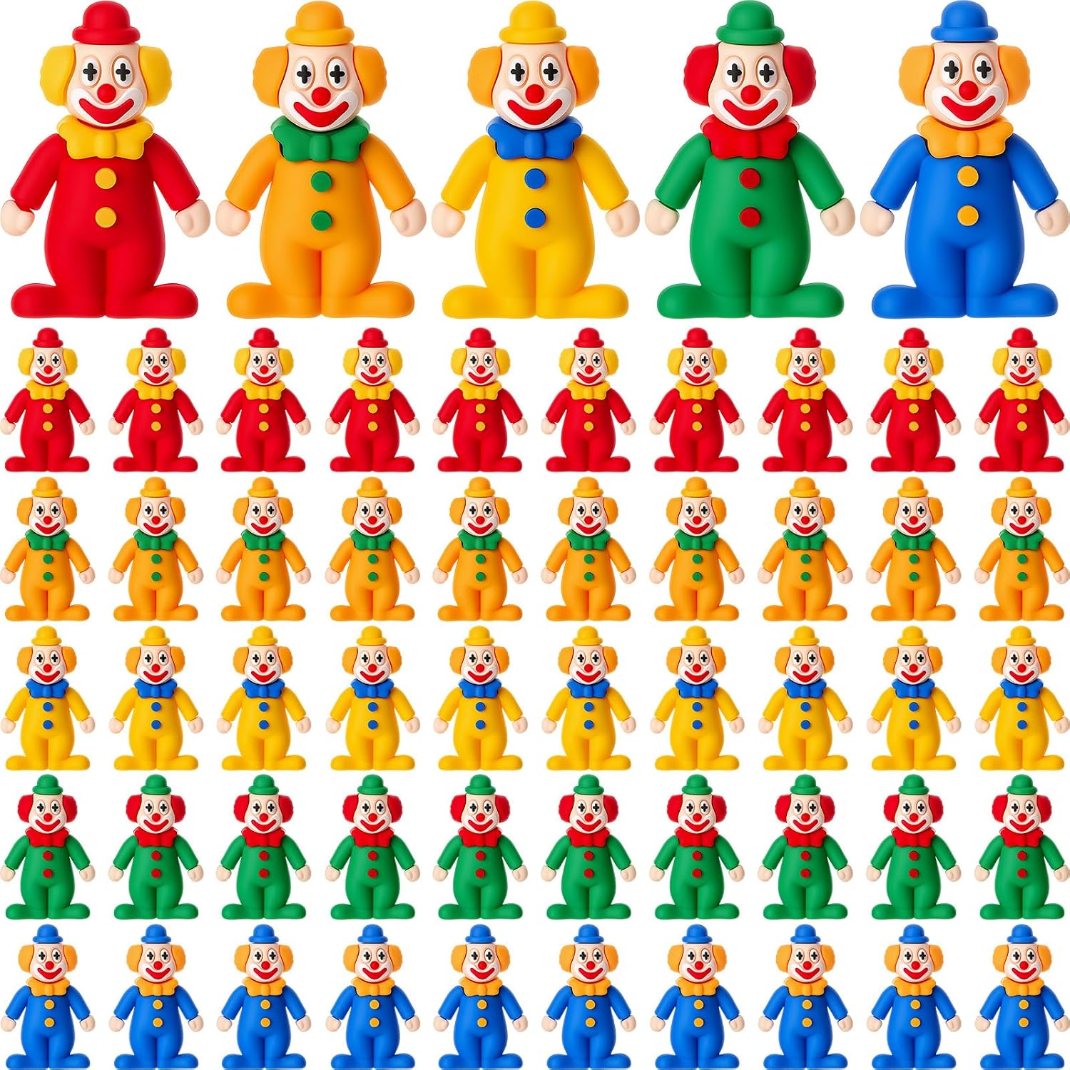 Soulchen 50 Pcs Tiny Clown Figurines Bulk for Home Decor, Funny