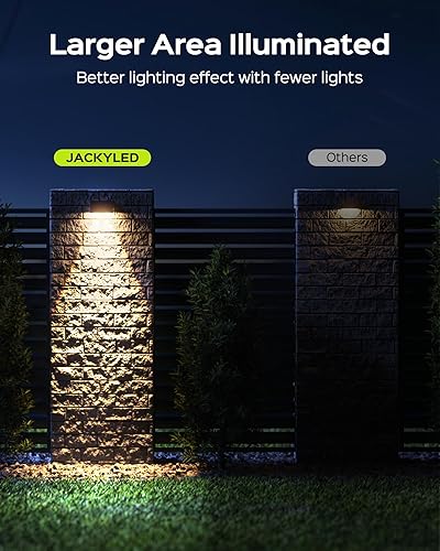Miniatura 4 de JACKYLED Luces solares para valla al aire libre, 50 lúmenes, luces brillantes para valla alimentadas por energía solar, impermeables, decoración de