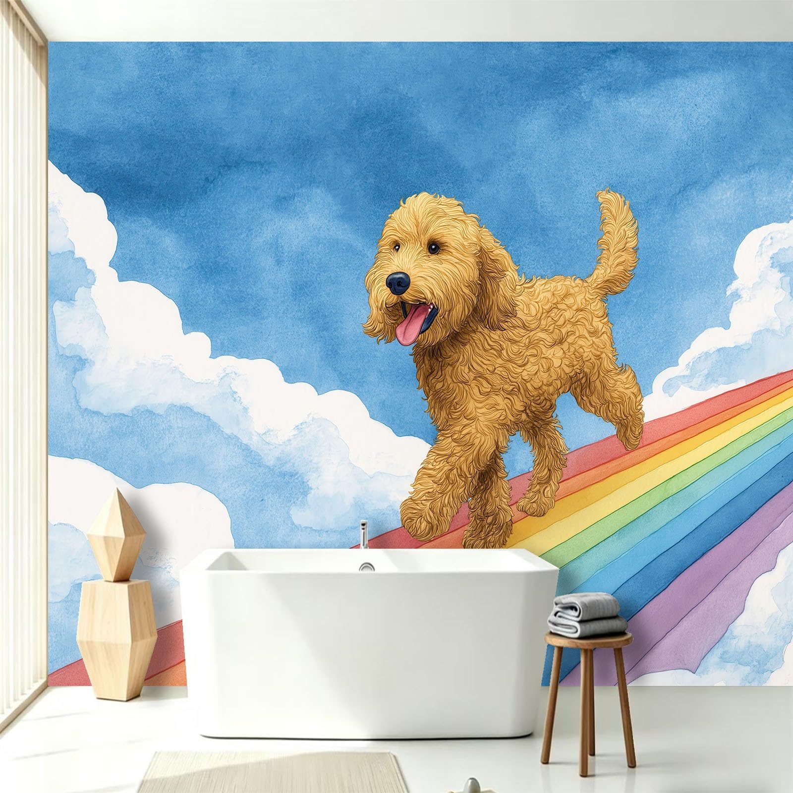 Générique Panoramiczna tapeta, uroczy pies 200 x 140 cm plakat 3D olbrzymi mural - Arcenciel Cartoon Tapeta do salonu, pokoju dziecięcego dla dorosłych i gabinetu dekoracja restauracji