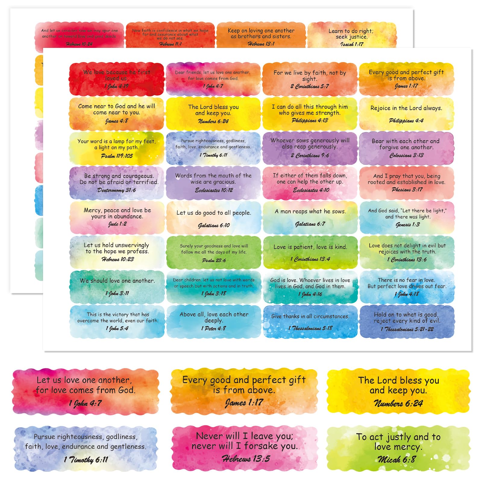 Bible Verse Stickers 320 Pieces Scripture Inspirational Stickers Colorful Christian Planner Religious Stickers Motivational Journal Stickers Scalloped Edge Faith Decals for Bottle Laptop