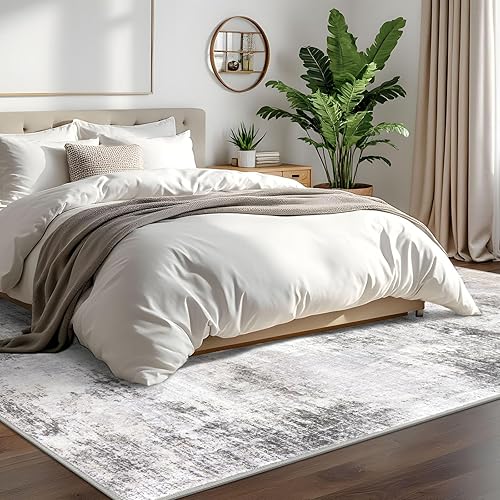 Miniatura 367 de IOHOUZE Alfombra pequeña abstracta de 2 x 3 pies, alfombra de entrada lavable para entrada interior, alfombras con respaldo de goma, alfombra Gris