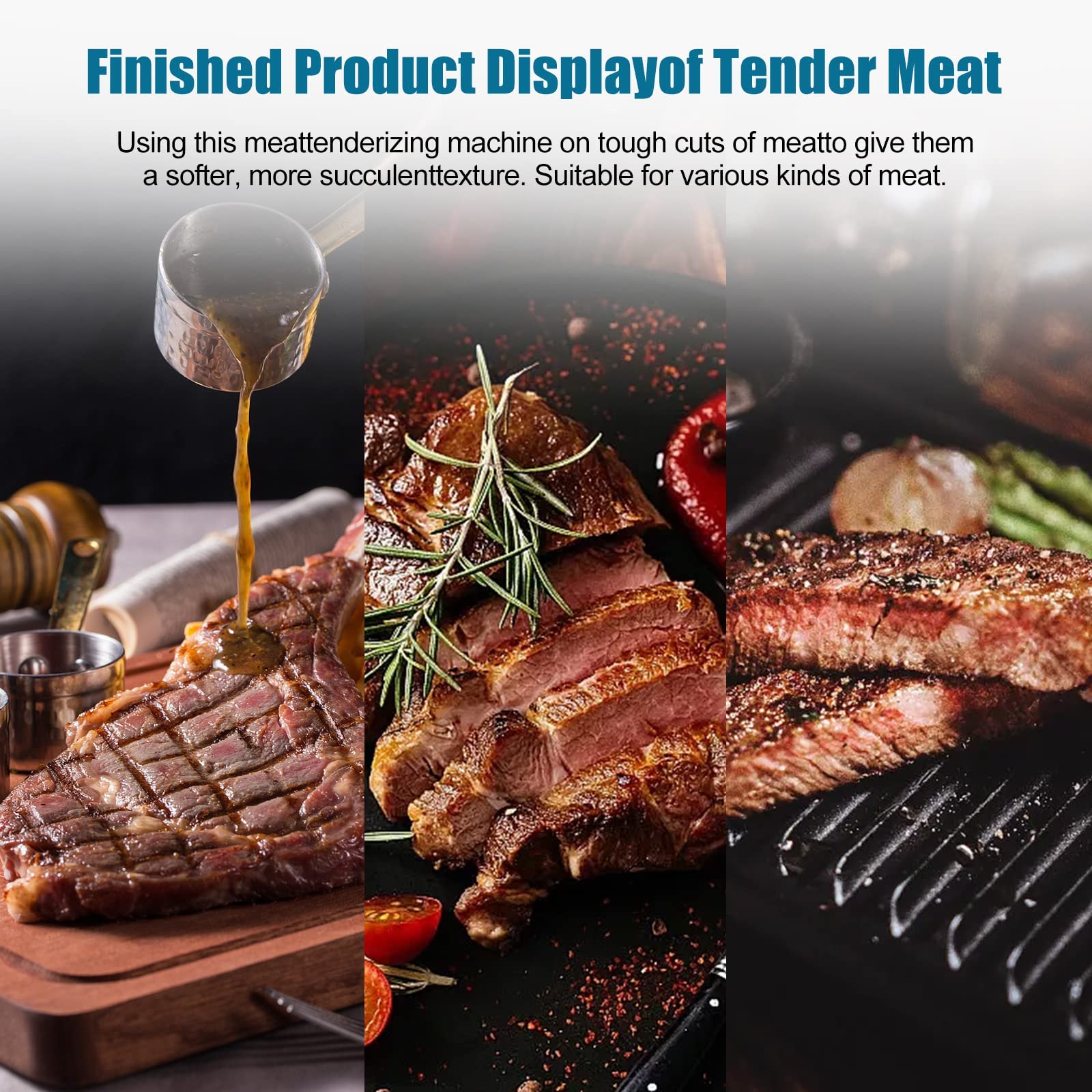 Kommerzieller Fleischklopfer, elektrischer 450-W-Fleischwürfeler, zum Zartmachen von Rindfleisch, Truthahn, Huhn, Schweinefleisch, Hammelfleisch, Fischsteak