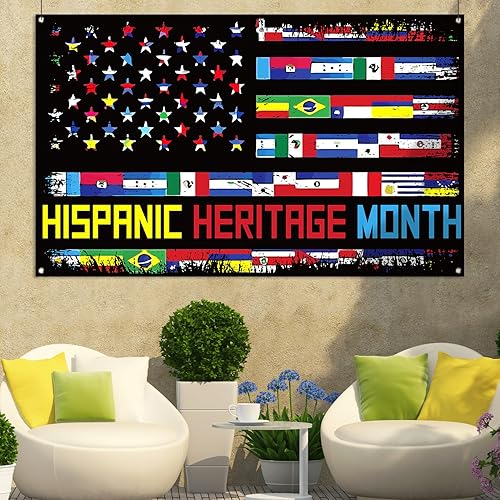 Miniatura 4 de Nepnuser Telón de fondo para cabina de fotos del mes de la herencia hispana, banderas de países latinos, decoración de pared para interiores y