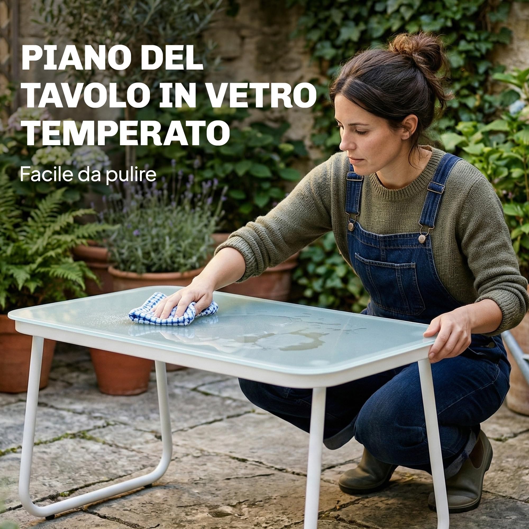 Outsunny Set Salotto da Giardino 4 Pezzi, Set di Mobili da Giardino in Texteline con Divano 2 Posti, 2 Poltrone, Tavolino in Vetro Temperato, Struttura in Acciaio, Salottino da Esterno Balcone, Cachi