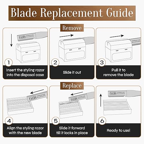 Miniatura 9 de Facón - Maquinilla de afeitar de barba para hombres, herramienta profesional para moldear la barba, kit de aseo con 11 cuchillas de repuesto,