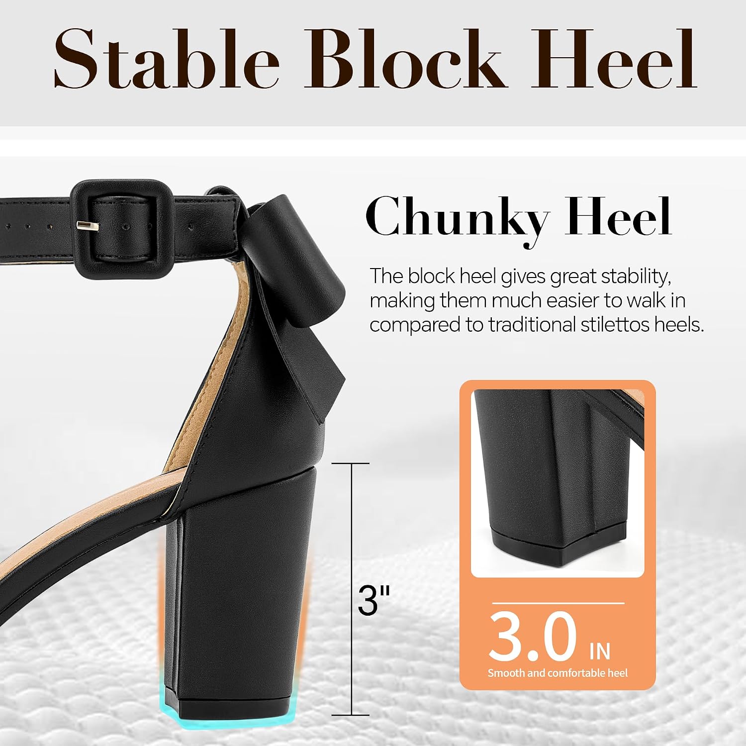 Alicegana Women's Block Heel Sandals: 3'' Stable Heel for Bride Bridesmaids image 5